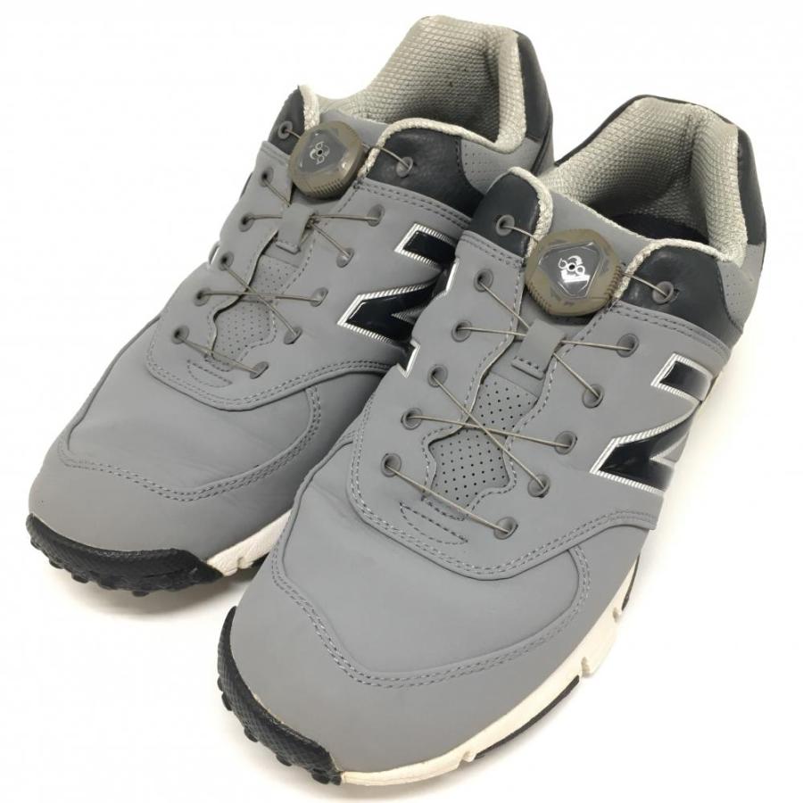 美品】ニューバランスゴルフ ゴルフシューズ ライトグレー×ネイビー