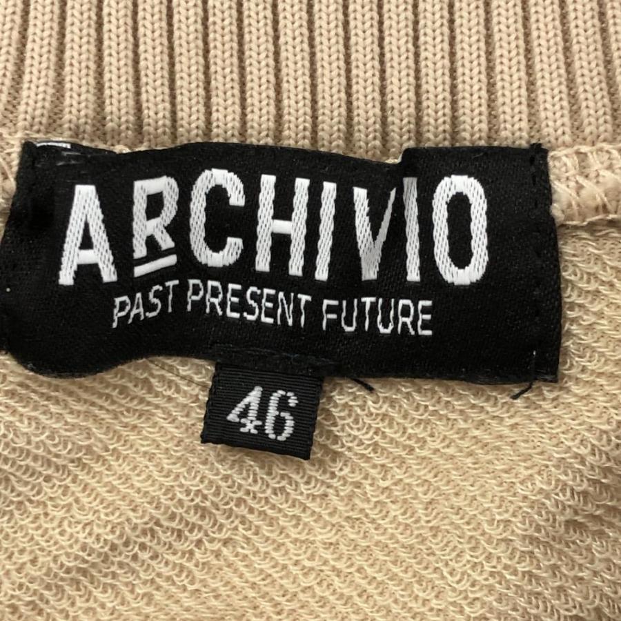 アルチビオ トレーナー ベージュ×黒 プルオーバー ストレッチ プリント