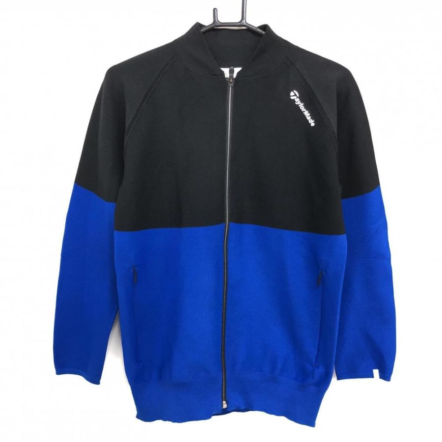 テーラーメイド ニットジャケット ブルー×黒 バイカラー 背面一