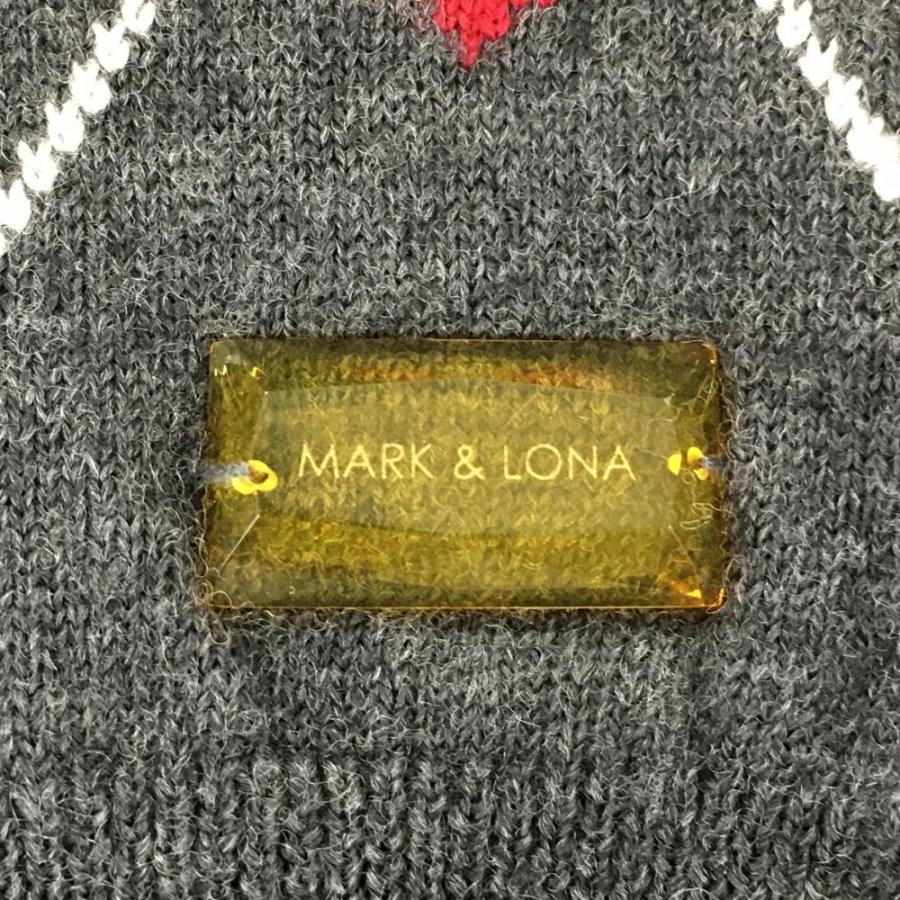 MARK&LONA（マークアンドロナ） 長袖ニットワンピース グレー×レッド
