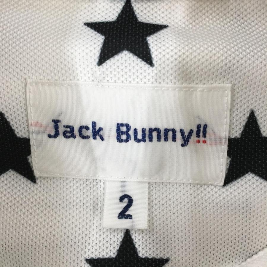 Jack Bunny!! ジャックバニー 長袖ポロシャツ 白×黒 星柄 ロゴ Jack Bunny!! ジャックバニー 長袖ポロシャツ 白×黒 星柄 ロゴ