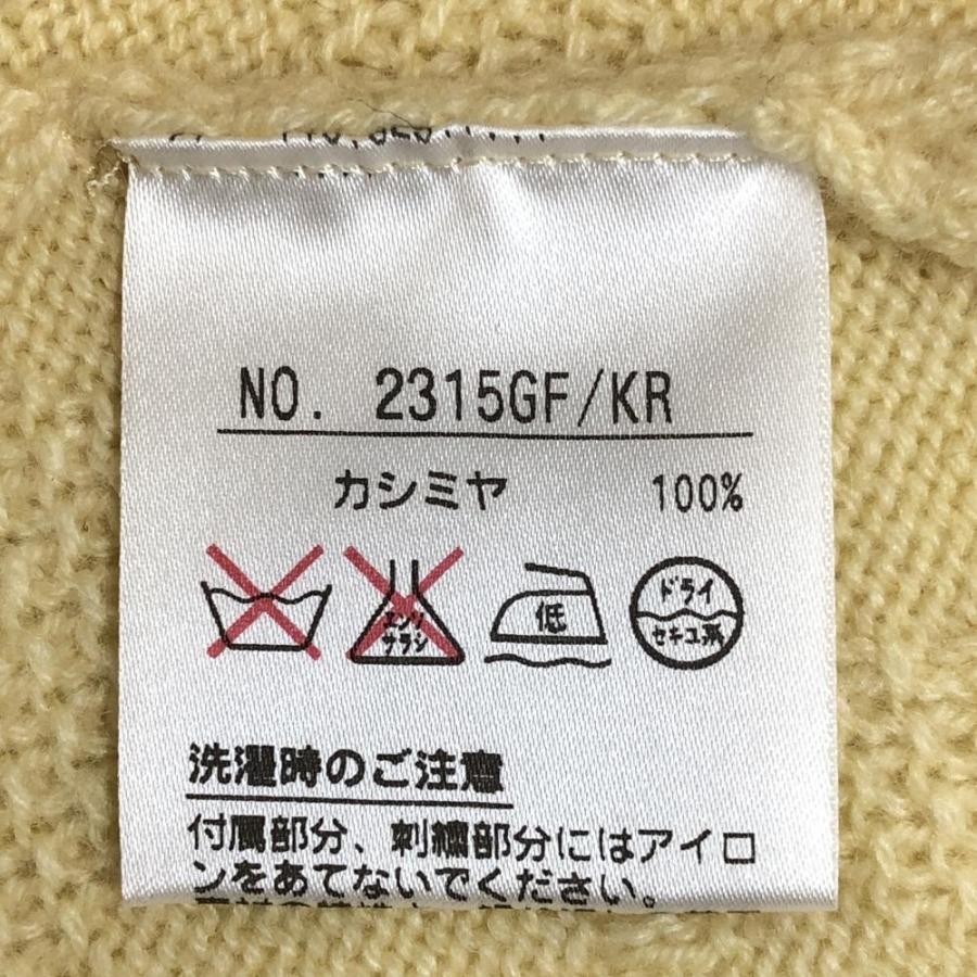 ブラックアンドホワイト セーター イエロー 刺しゅうロゴ カシミヤ100 