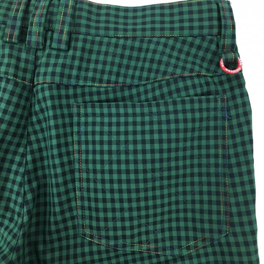 超美品】アディダス パンツ グリーン×黒 ギンガムチェック 裏 超美品】アディダス パンツ グリーン×黒 ギンガムチェック 裏
