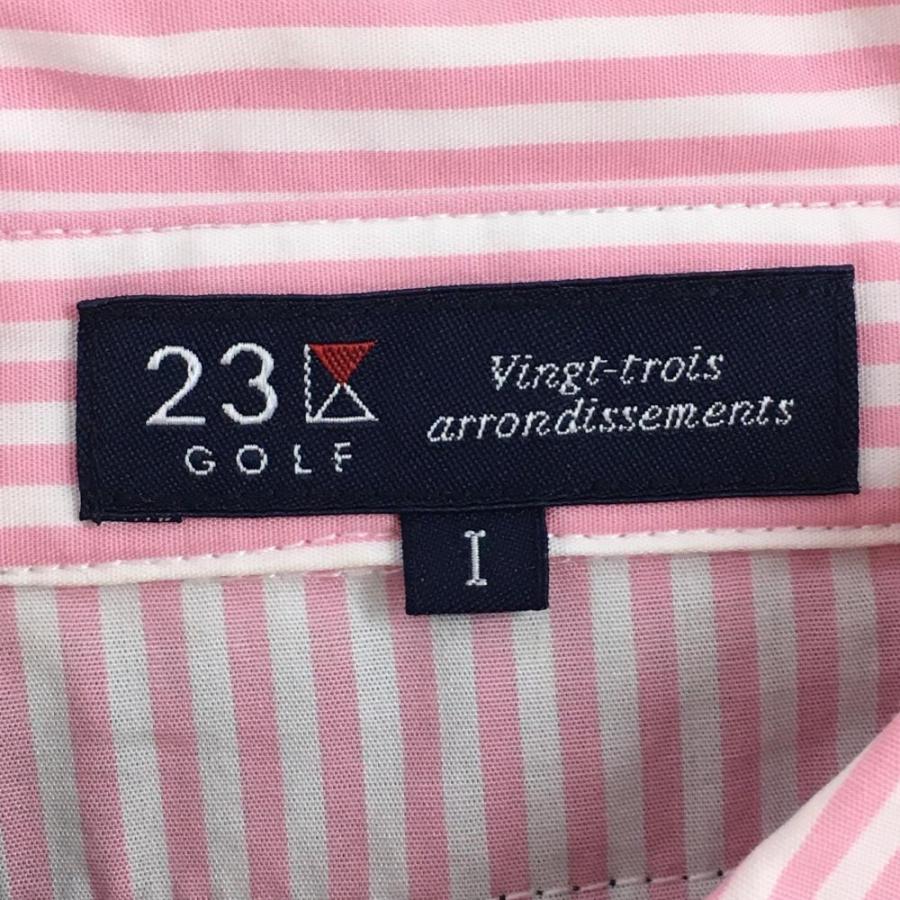 23区GOLF 23区ゴルフ 長袖ポロシャツ ピンク×ネイビー 重ね着風