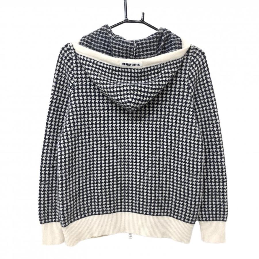パーリーゲイツ ニットパーカー ダークネイビー×白 千鳥格子 パーリーゲイツ ニットパーカー ダークネイビー×白 千鳥格子