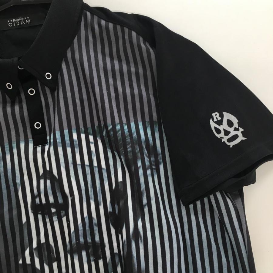 RUSSELUNO ラッセルノ　CIDAM ボタンダウン　ポロシャツ　ブラック ラッセルノ 半袖ポロシャツ 黒×白 ストライプ ルチャ ボタンダウン