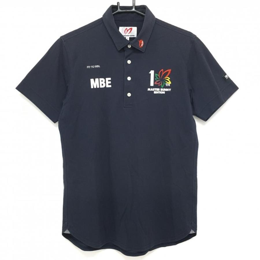 マスターバニー 半袖ポロシャツ ダークネイビー×白 10周年 バックロゴ