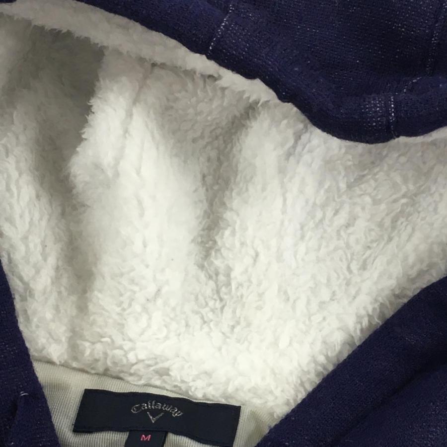 キャロウェイ ニットパーカー ネイビー×白 ドット柄 ロゴ刺しゅう