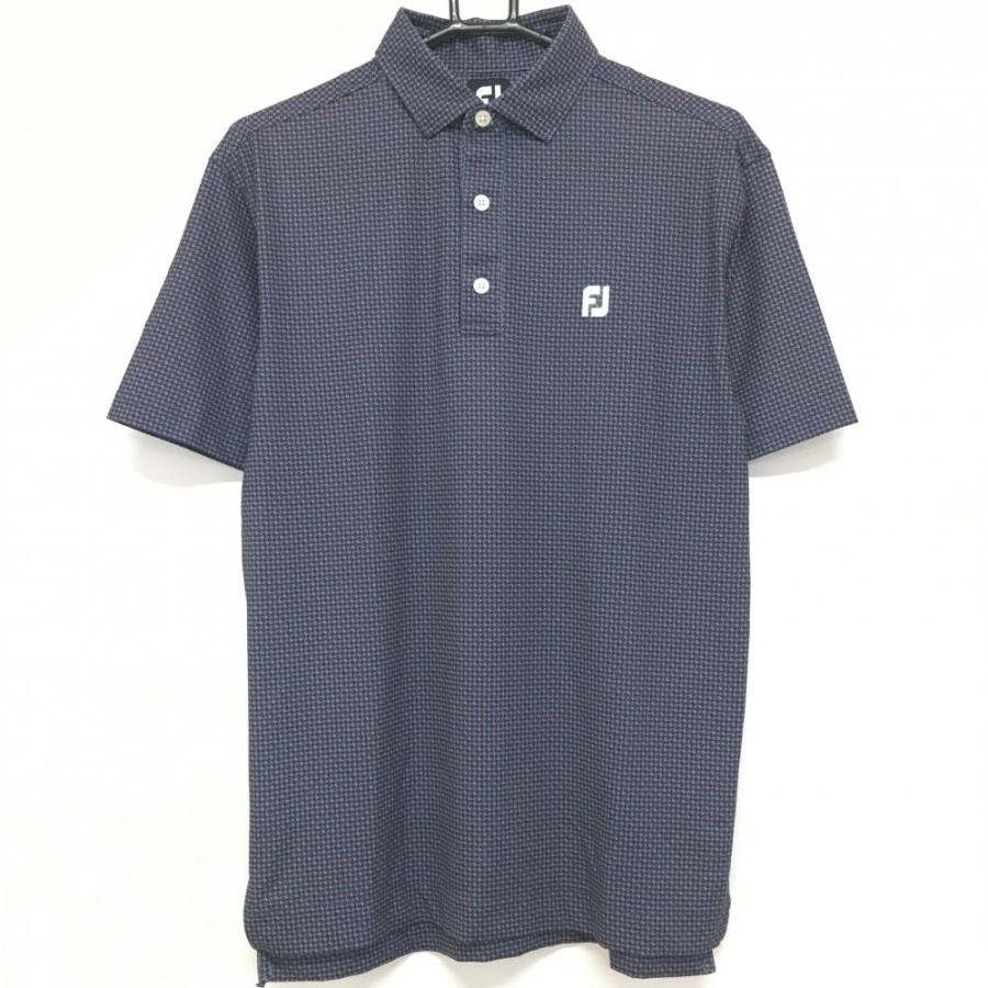 FootJoy（フットジョイ） 半袖ポロシャツ ネイビー×オレンジ 総柄