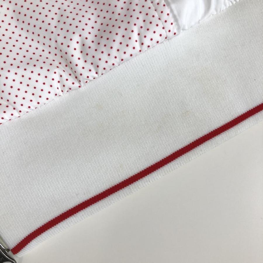 美品】プーマ 2WAY中綿ジャケット 白×赤 ドット柄 袖着脱可 美品】プーマ 2WAY中綿ジャケット 白×赤 ドット柄 袖着脱可