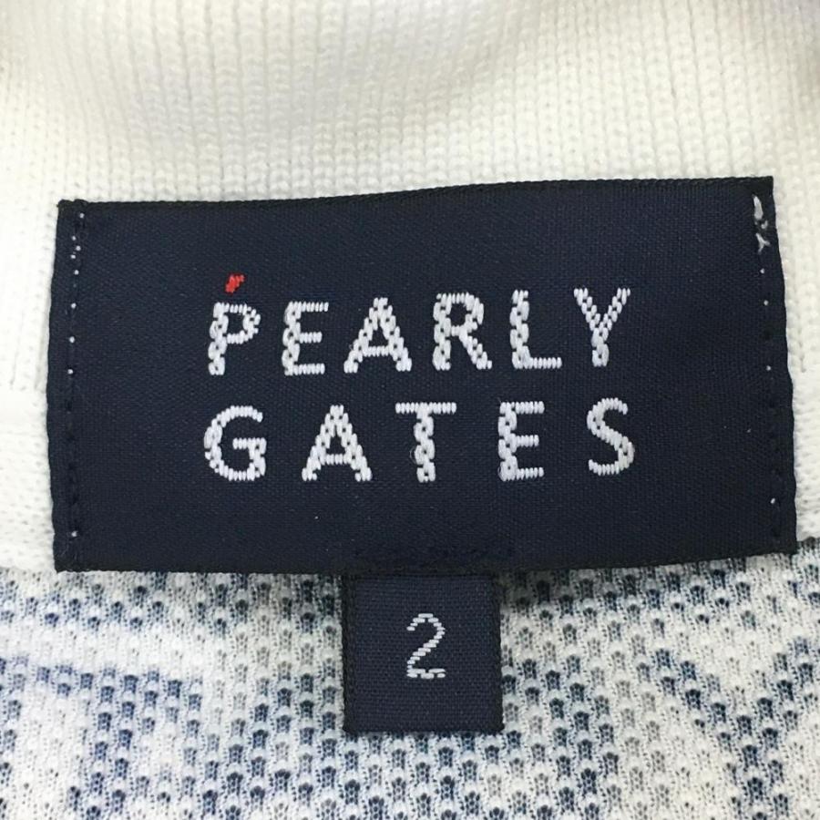 PEARLY GATES（パーリーゲイツ） 半袖ポロシャツ 白×黒 ロゴ総柄