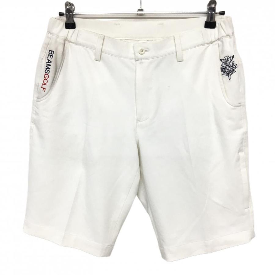 BEAMS（ビームス） ビームスゴルフ ハーフパンツ 白×ネイビー ワッペン