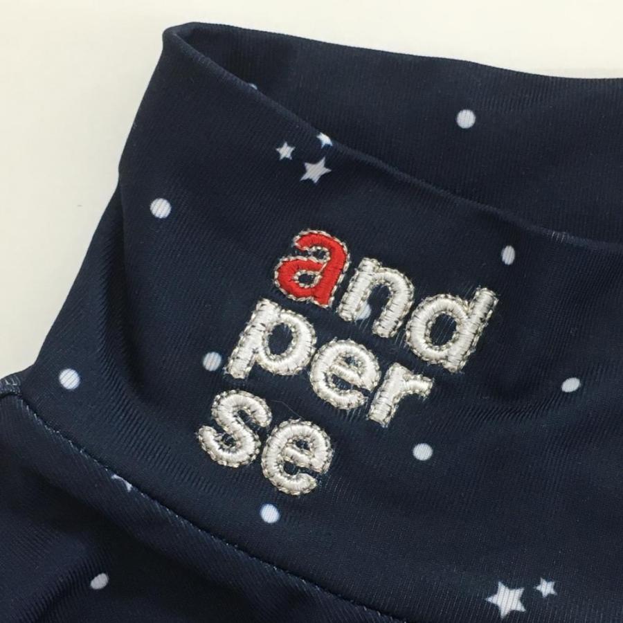 and per se（アンパスィ） ハイネックインナーシャツ ネイビー×白