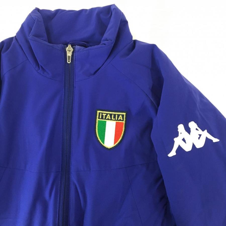 カッパ 中綿ジャケット ネイビー×白 袖ロゴプリント ITALIAワッペン