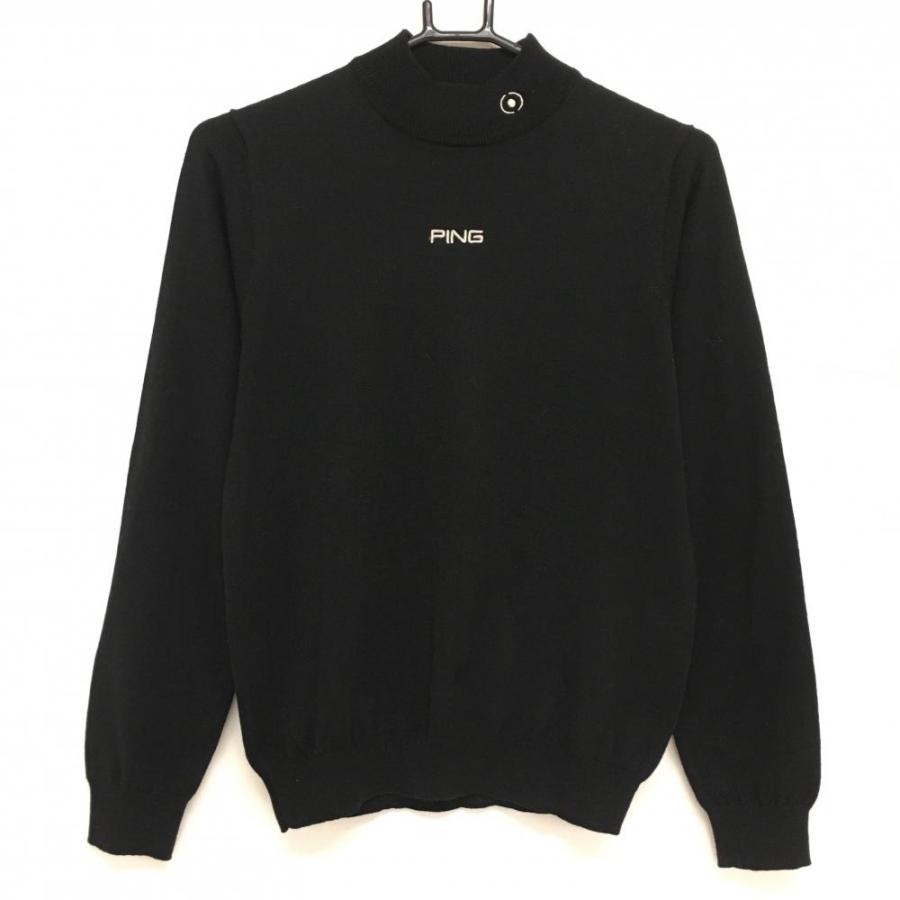大幅値下げ！PING ロゴセーター ブラック/ホワイト PING（ピン） 【超美品】ピン ハイネックセーター 黒 ニット ロゴ