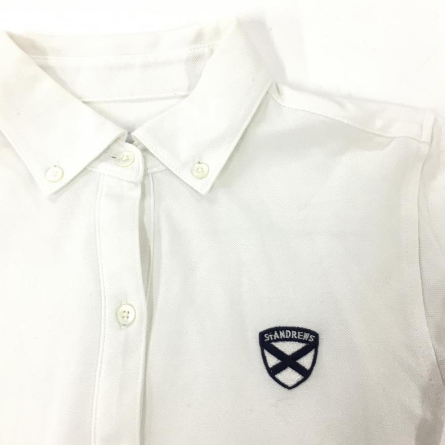 St ANDREWS セントアンドリュース 長袖シャツ 白×ネイビー ボタン