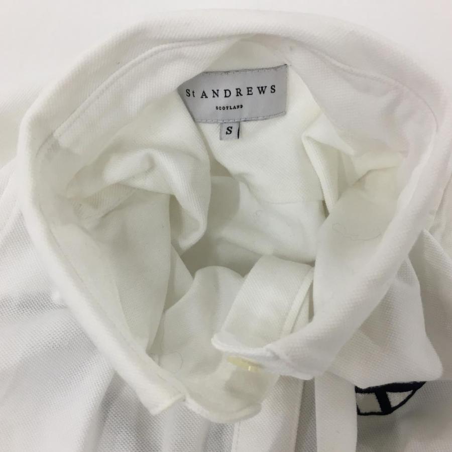 St ANDREWS セントアンドリュース 長袖シャツ 白×ネイビー ボタン