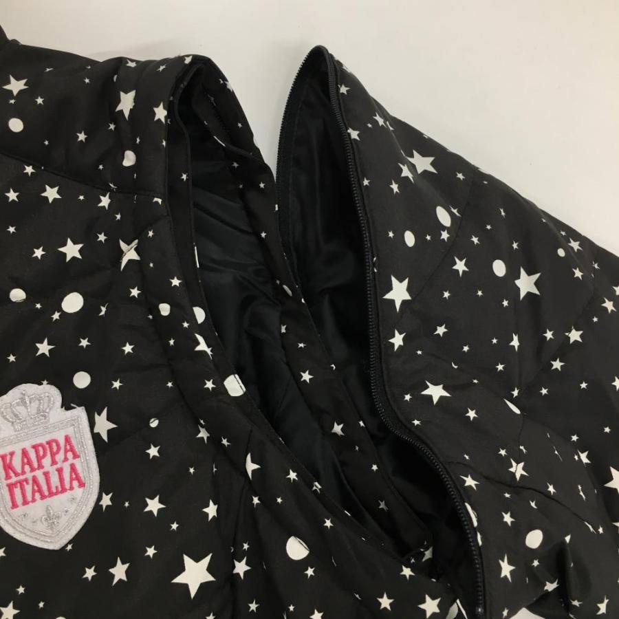 カッパ 2WAY中綿ジャケット 黒×白 星柄 ロゴワッペン ダブルジップ 袖