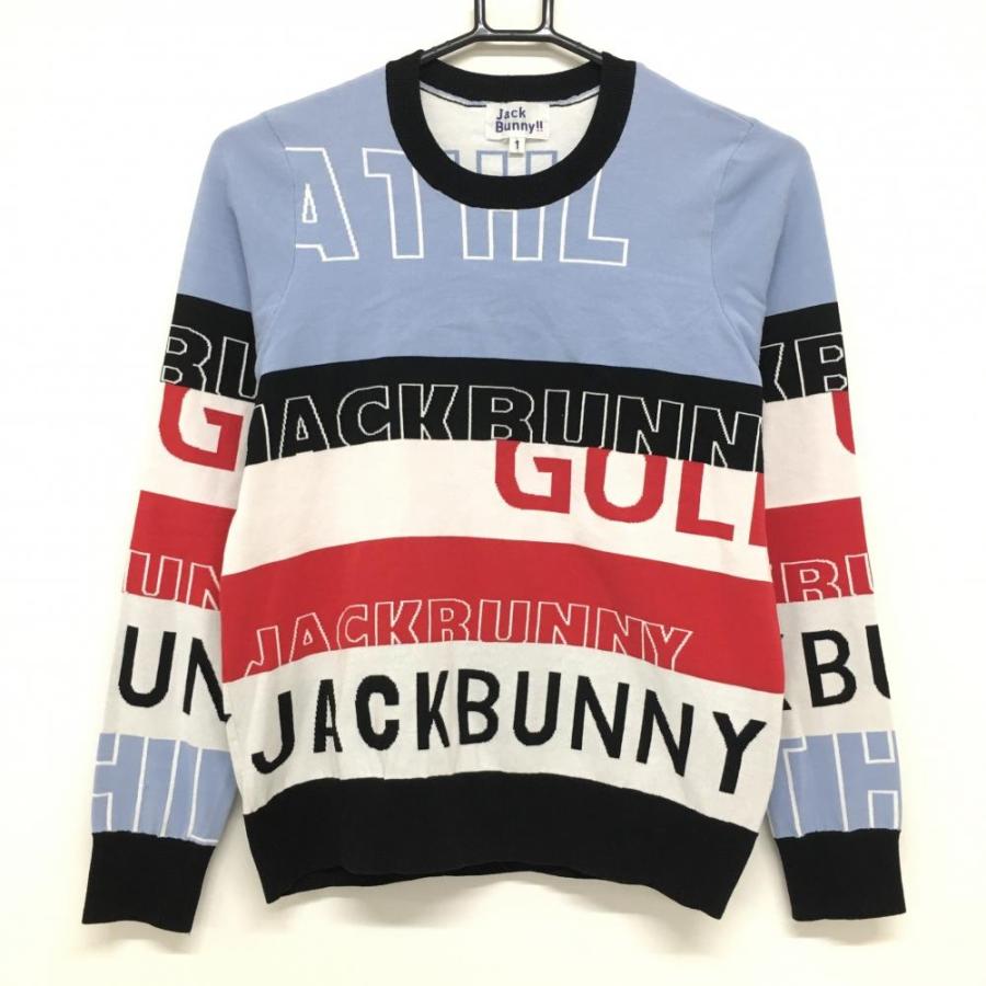 新品未使用　ジャックバニーニット　サイズL Jack Bunny!!（ジャックバニー） セーター ライトブルー×黒 ボーダー