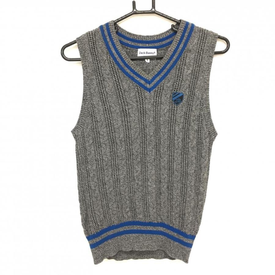 Jack Bunny!! ジャックバニー ニットベスト 杢グレー×ブルー ケーブル