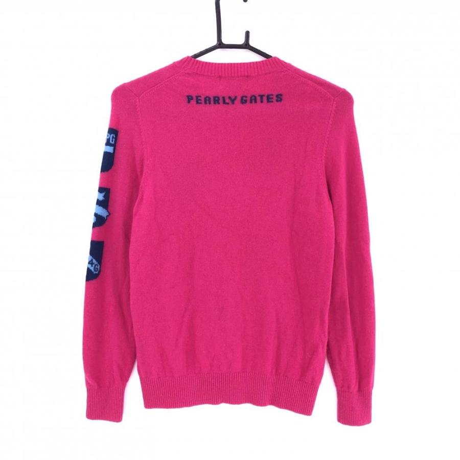 パーリーゲイツ セーター ピンク×ネイビー カシミヤ100％ ニット  レディース 0(S) ゴルフウェア PEARLY GATES_1