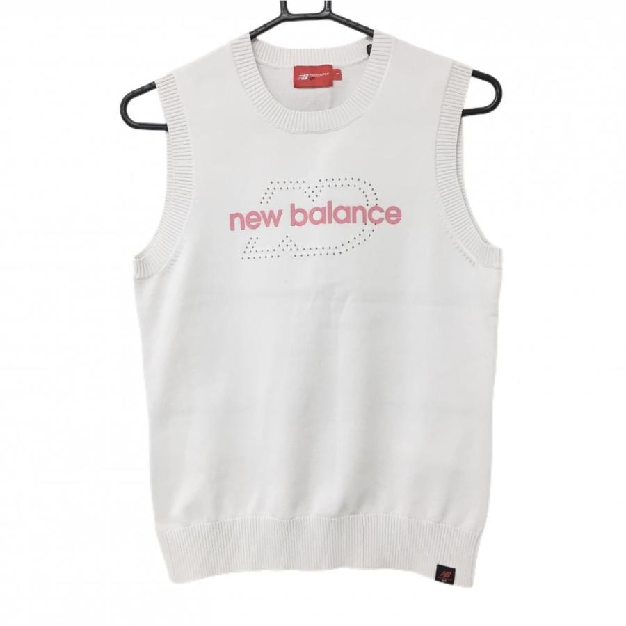 New Balance ニューバランスゴルフ ニットベスト 白×ピンク 後ろ New Balance ニューバランスゴルフ ニットベスト 白×ピンク 後ろ