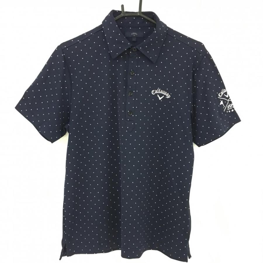 Callaway ネイビー ドット柄 ポロシャツ CALLAWAY キャロウェイ 半袖ポロシャツ ドット柄 ネイビー系