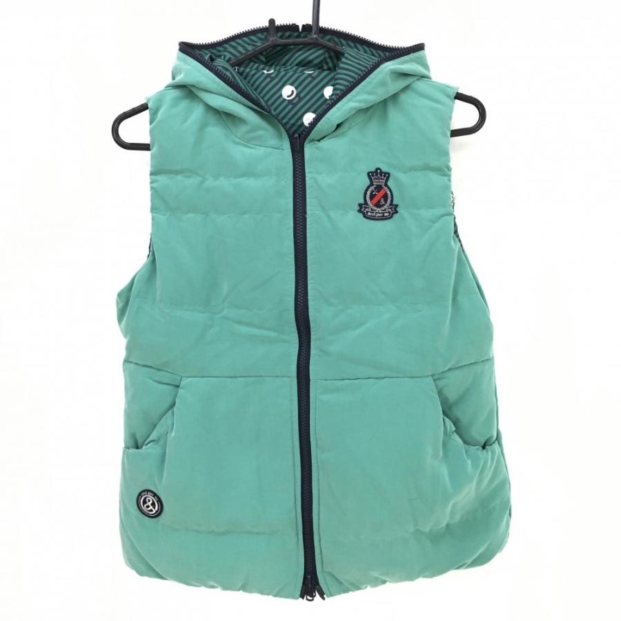 超美品】アンパスィ フード付きリバーシブルダウンベスト グリーン