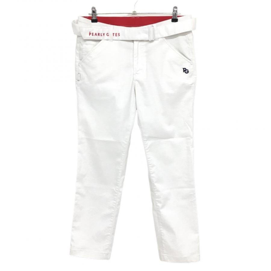 パーリーゲイツ パンツ 白 織生地 ベルト付き メンズ 5(L) ゴルフ  