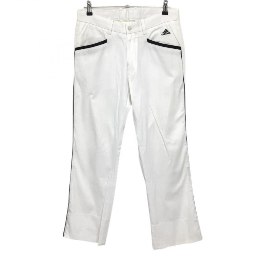 【82】秋冬 定価27,500円 アディダス ゴルフ 中綿 テーパードパンツ 白 adidas（アディダス） パンツ 白×黒 無地 サイドライン ストレッチ