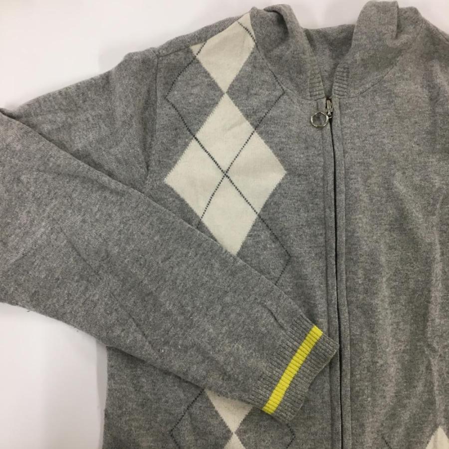adabatニットパーカー アダバット ニットパーカー グレー×白 一部アーガイル柄 ロゴ