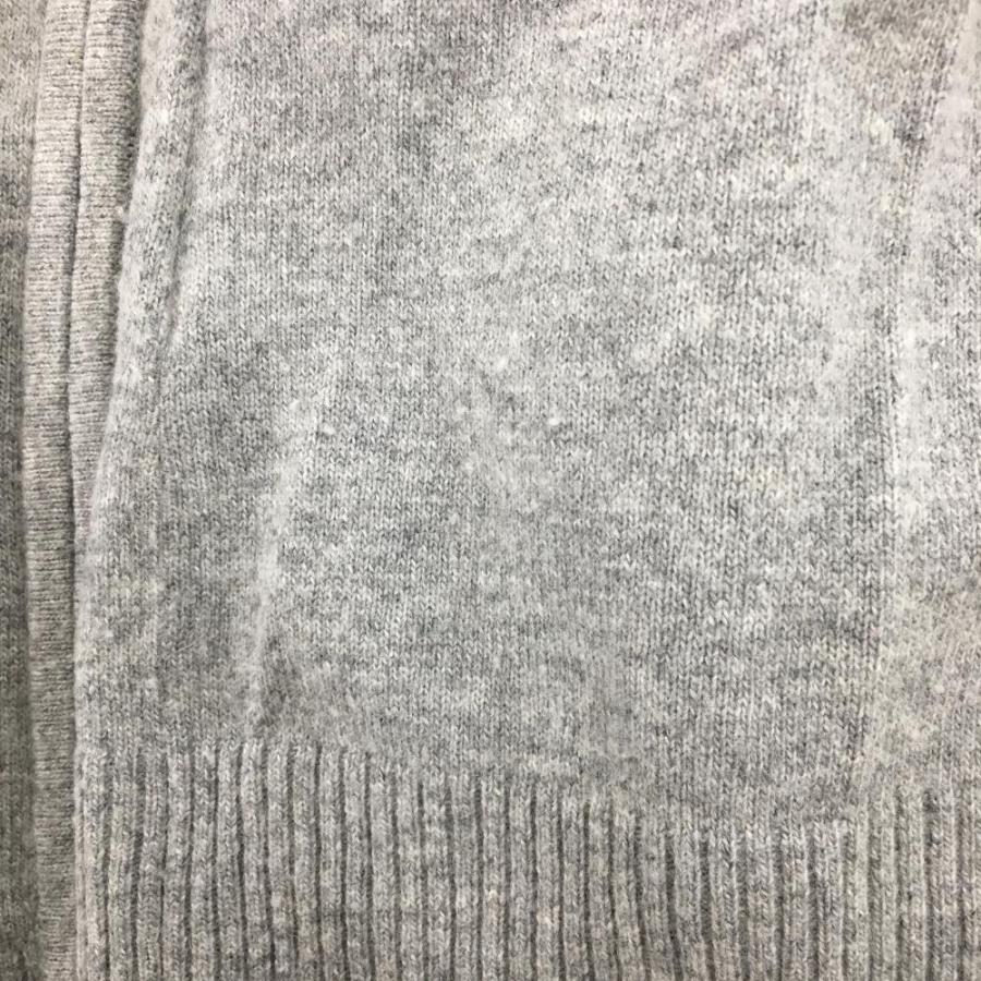 アダバット ニットパーカー グレー×白 一部アーガイル柄 ロゴ