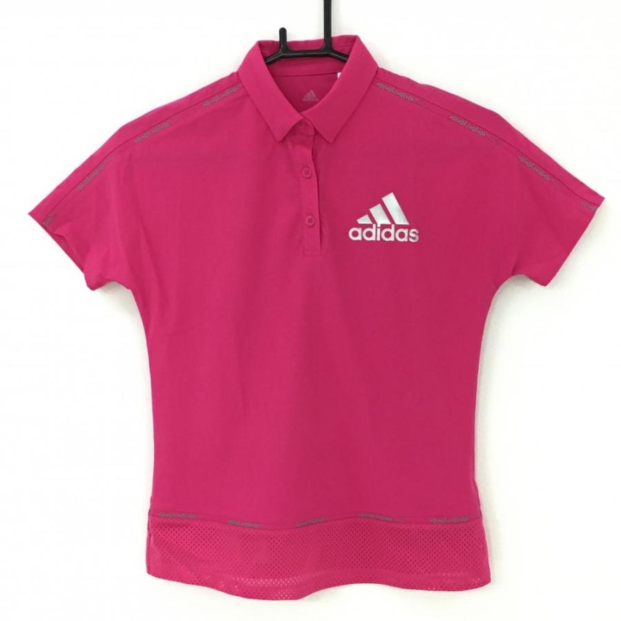 adidas（アディダス） 半袖ポロシャツ ピンク 袖一部・裾メッシュ