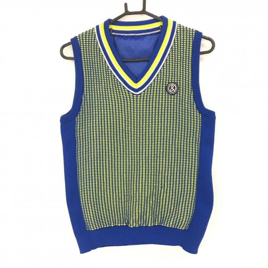 and per se『リバーシブル』 ネイビー Vネック ベスト and per se アンパスィ リバーシブルニットベスト ブルー×イエロー