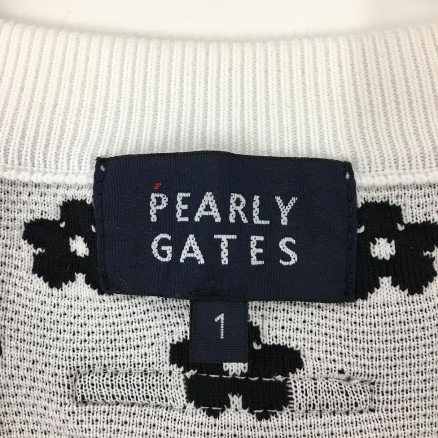 PEARLY GATES（パーリーゲイツ） ニットベスト 白×黒 花柄 Vネック