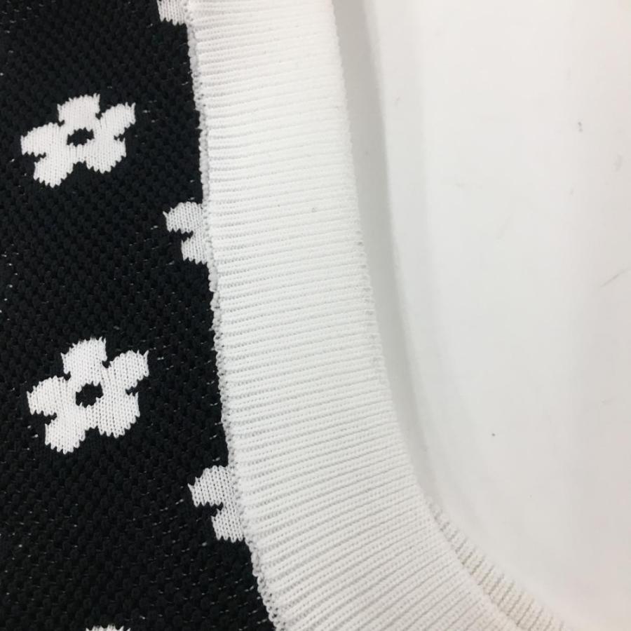 PEARLY GATES（パーリーゲイツ） ニットベスト 白×黒 花柄 Vネック