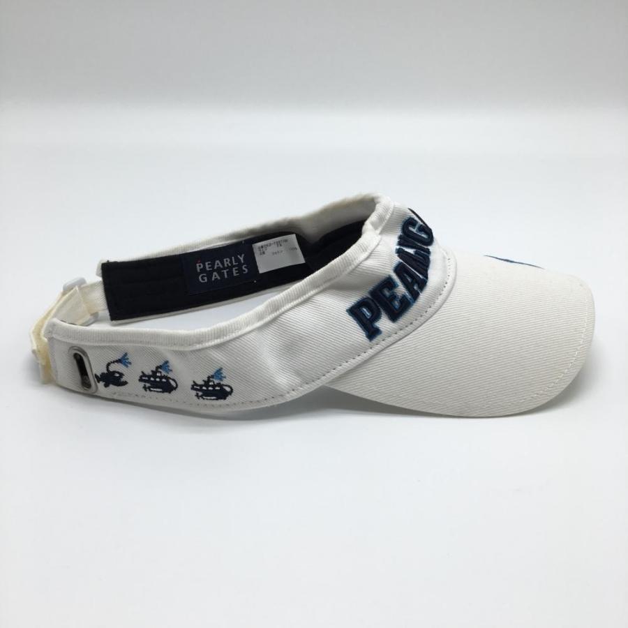 PEARLY GATES バイザー ホワイト×ネイビー ゴルフ パーリーゲイツ サンバイザー 白×ネイビー 立体ロゴ刺しゅう FR ゴルフ