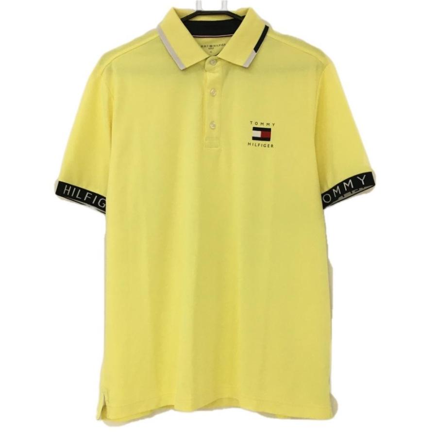 新品 未使用トミーヒルフィガー ゴルフ半袖ポロシャツ パネルロゴ ボーダー黄 紺 TOMMY HILFIGER GOLF（トミー ヒルフィガー ゴルフ） トミー