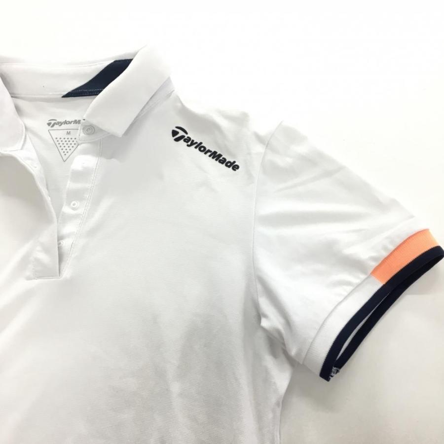 TaylorMade（テーラーメイド） 半袖ポロシャツ 白×ネイビー 肩ロゴ