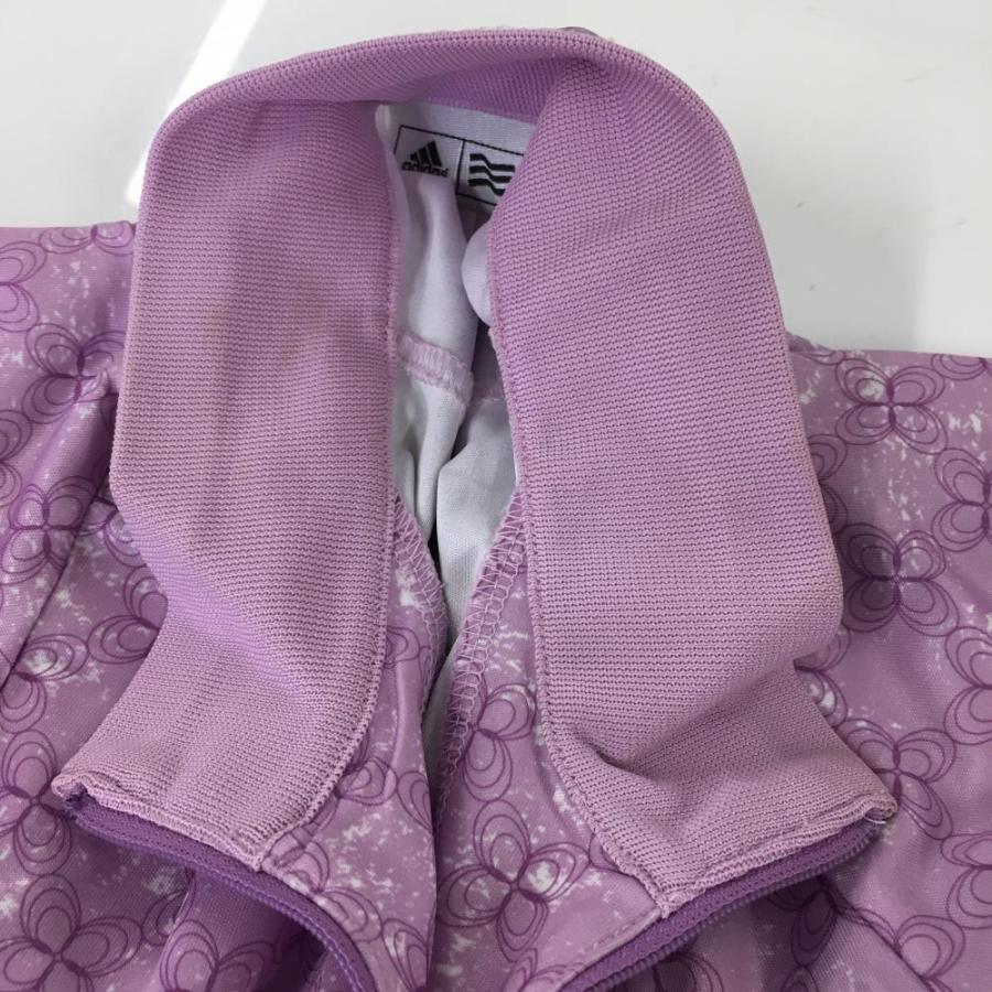 adidas（アディダス） 半袖ハイネックシャツ パープル×白 花柄 ハーフ