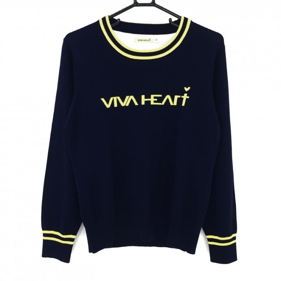 VIVA HEART（ビバハート） セーター ネイビー×イエロー 胸ロゴ ニット
