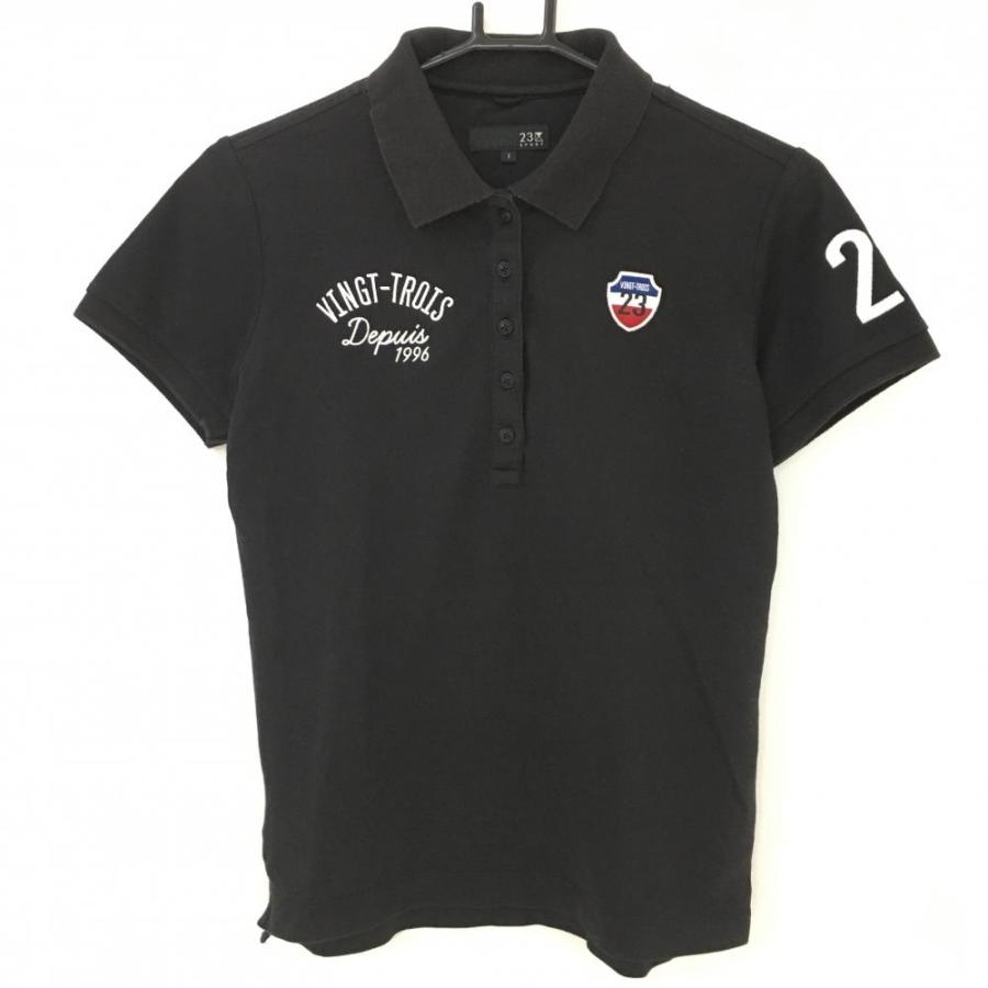 23区SPORTS 半袖ポロシャツ 23区GOLF 23区スポーツ 半袖ポロシャツ 黒×白