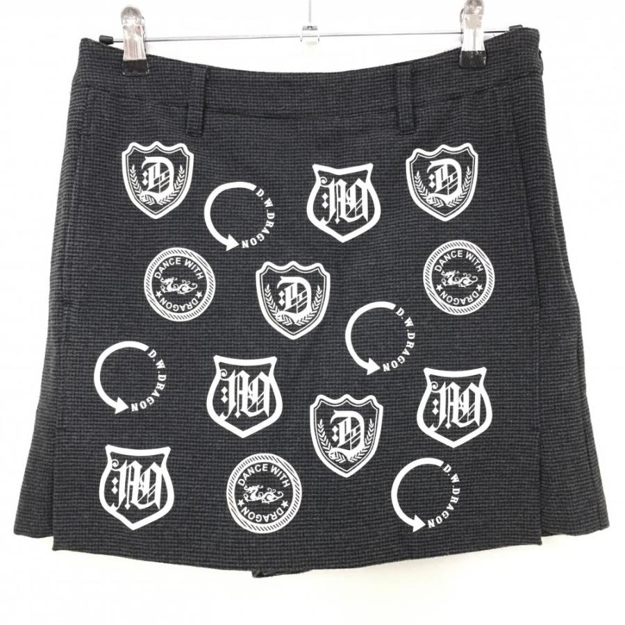 美品】ダンスウィズドラゴン ニットスカート グレー×黒×白 起毛素材