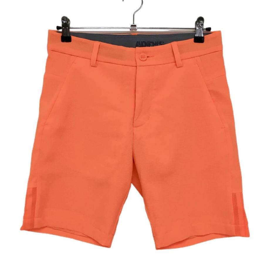 超美品】アディダス ハーフパンツ 蛍光オレンジ 織生地 裾サイド