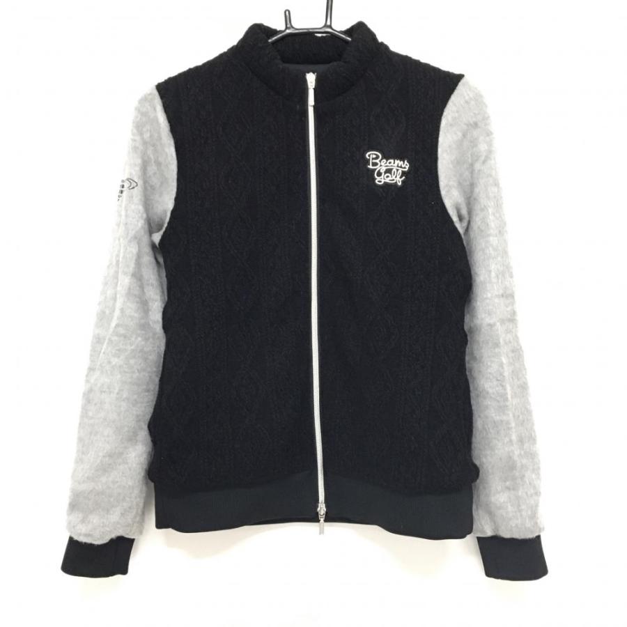 美品】ビームスゴルフ 中綿ニットジャケット 黒×グレー 身頃中綿 