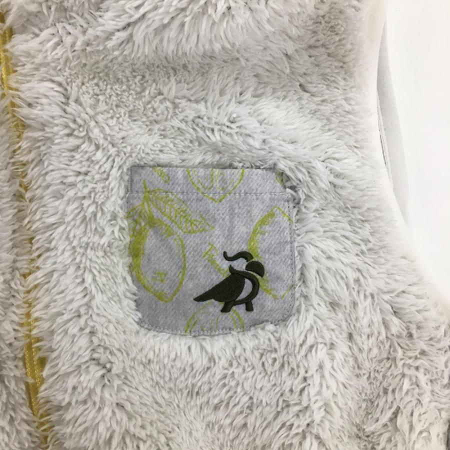 パラディーゾ ノースリーブ中綿ワンピース 白×イエロー ボア切替