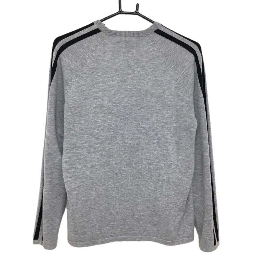 DESCENTE デサントゴルフ セーター グレー×黒 肩ロゴ ウール混 DESCENTE デサントゴルフ セーター グレー×黒 肩ロゴ ウール混
