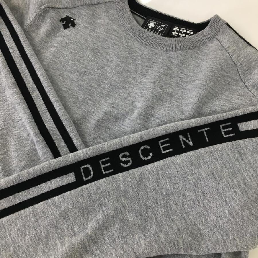 DESCENTE デサントゴルフ セーター グレー×黒 肩ロゴ ウール混 DESCENTE デサントゴルフ セーター グレー×黒 肩ロゴ ウール混