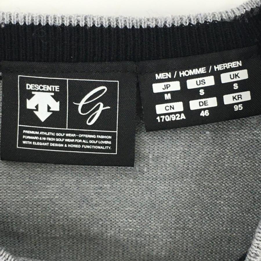 DESCENTE デサントゴルフ セーター グレー×黒 肩ロゴ ウール混 DESCENTE デサントゴルフ セーター グレー×黒 肩ロゴ ウール混
