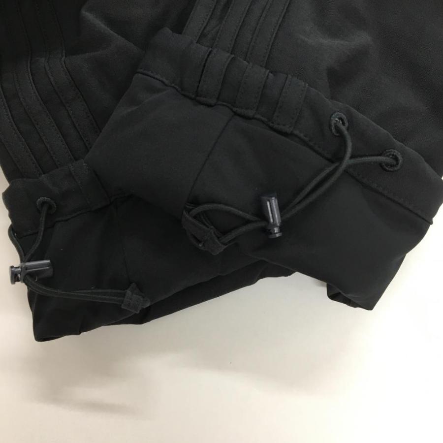 アディダス 中綿パンツ 黒 サイド3ライン ストレッチ 裾ドローコード  